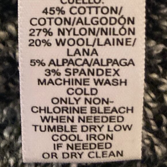 Loft SZ M Black & White cotton wool sleeveless turtleneck sweater tunic layer - Picture 6 of 7